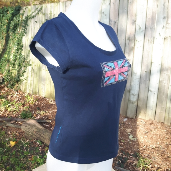 Size m Reebok Sequin British flag t-shirt size - Picture 7 of 13